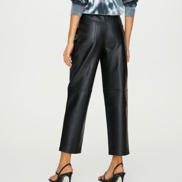 Aritzia Wilfred Ultra High Rise Oracle Faux Leather Pants in Black Women Size 4 - Picture 2 of 12